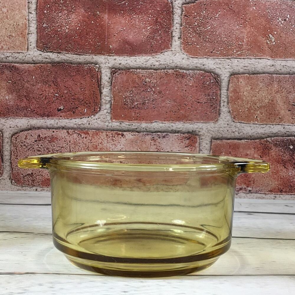 3 Vintage FORTECRISA Bakeware Amber/Yellow Ramekins with Handles Made in Mexico - Picture 3 of 6